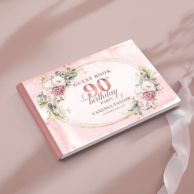 Livre D'or Lovely Dusty Pink Gold Eucalyptus 90th Birthday  (Lovely Dusty Pink Gold Eucalyptus 90th Birthday Guest Book

)