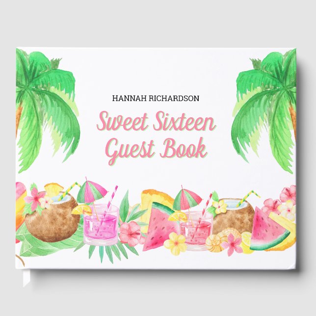Livre D'or Luau Sweet 16 Hawaiian Theme Party Custom (Recto)