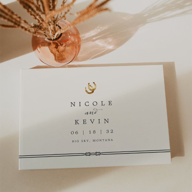 Livre D'or Lucky in Love | Rustic Horseshoes Faveur de mariag (Créateur téléchargé)