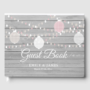 Livre D'or Lumières à cordes en bois gris rustique mariage li