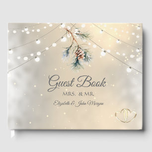Livre D'or Lumières de cordes de pommes de pin Mariage d'hive