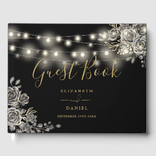 Livre D'or Lumières de cordes de roses gothiques noires et or