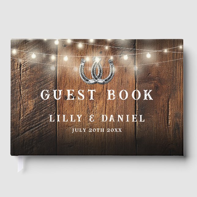 Livre D'or Lumières de Fer à Cheval Rustiques sur Bois de Gra (Recto)