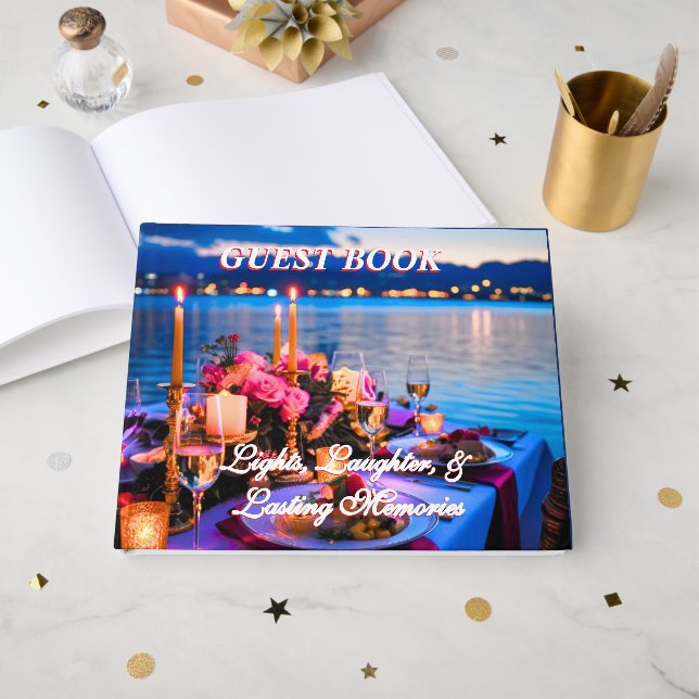 Livre d'or « Lumières, rires et souvenirs inoublia (Recto ouvert)