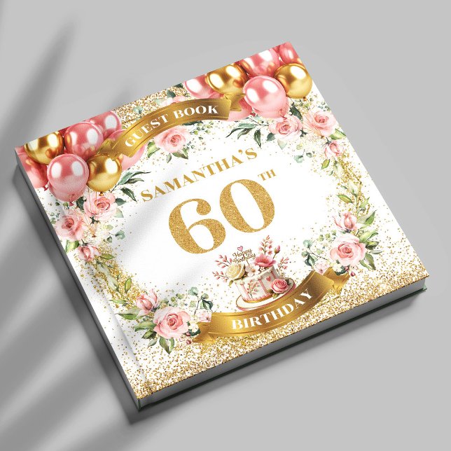 Livre D'or Luxe Boho 60e Anniversaire Guest Book Parties scin (Luxe Boho 60th Birthday Guest Book Glitter Touch

)