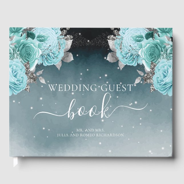 Livre D'or Luxe Dusty Blue Floral Mariage (Recto)