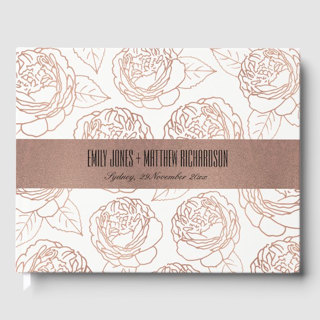 LIVRE D'OR LUXE ELEGANT BLUSH ROSE ROSE OR FLORAL MARIAGE (Recto)