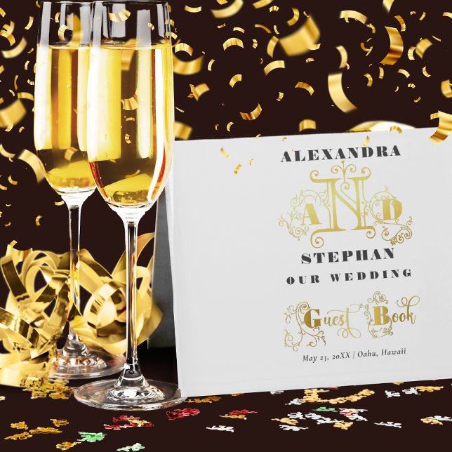 Livre D'or Luxe Romantique Flourish Calligraphie Mariage Or (Créateur téléchargé)