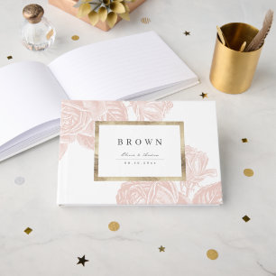 Livre D'or Luxe rose blush or vintage mariage botanique