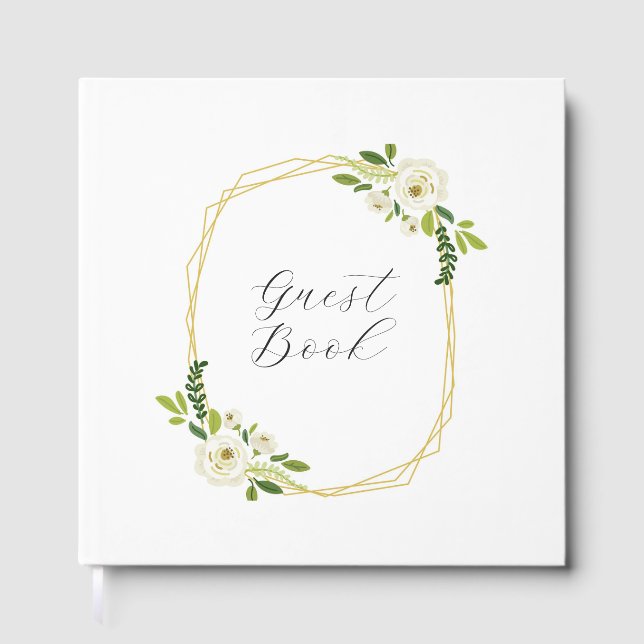 Livre D'or Luxury White Rose Floral Frame  (Recto)