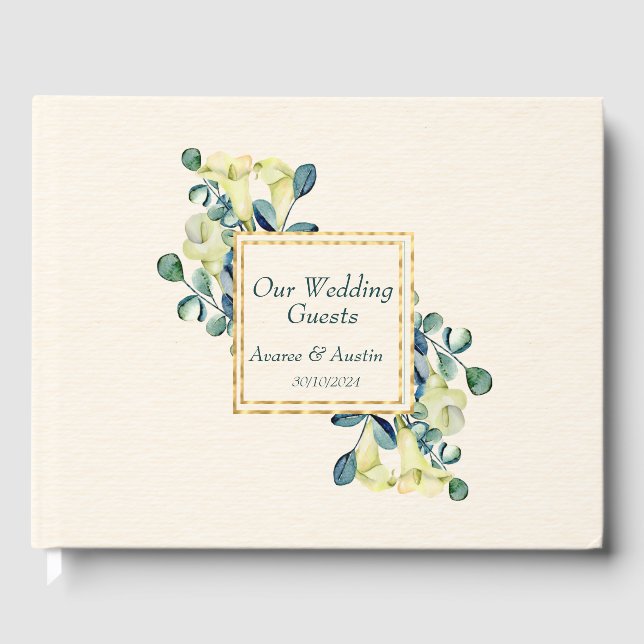 Livre D'or Lys de Cala blanc et Mariage d'Eucalyptus (Recto)