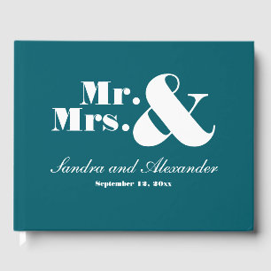 Livre D'or M. et Mme Turquoise Turquoise Blue Photo Mariage