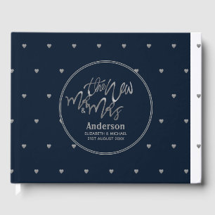 Livre D'or M. & Mme Mariage Marine Blue Silver Love Hearts