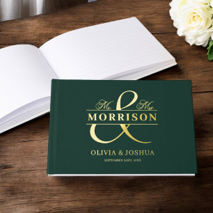 Livre D'or M. Mme Photo Emerald Green Elegant Wedding Gold