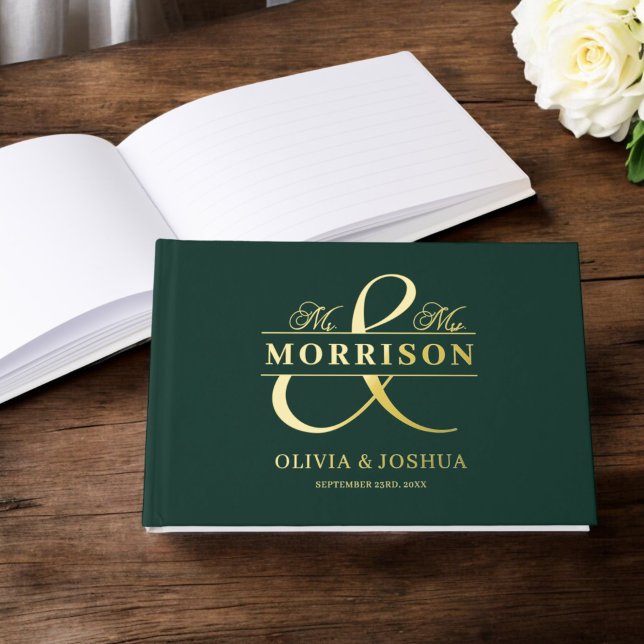 Livre D'or M. Mme Photo Emerald Green Mariage moderne Gold (Créateur téléchargé)