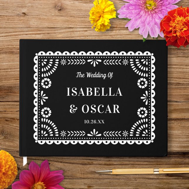 Livre D'or Magnifique Ornate Papel Picado Black Mariage (Créateur téléchargé)