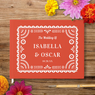 Livre D'or Magnifique Papel Orné Picado Rouge Chaud Mariage