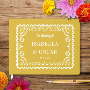 Livre D'or Magnifique papier orné Picado Mariage jaune