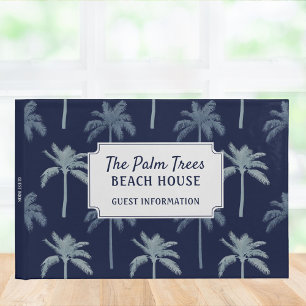 Livre D'or Maison de plage aux palmiers tropicaux bleu marine