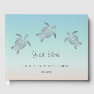 Livre D'or Maison de plage côtière turquoise Tortues d'argent