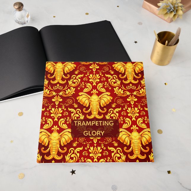 Livre D'or  Majestic Memories: Customizable Crimson Elephant  (Recto ouvert)