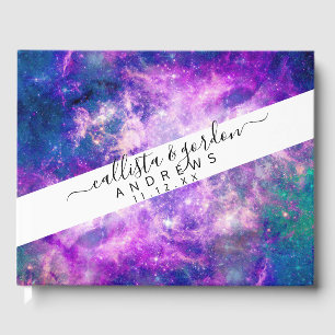 Livre D'or Majestic Teal Purple Starry Space Nebula