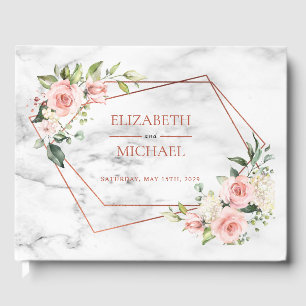 Livre D'or Marbre géométrique cuivre rose floral