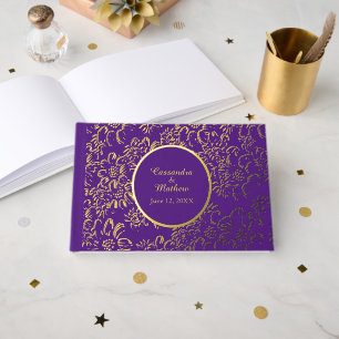 Livre D'or Marguerite à huile d'or Floral Royal Purple Mariag