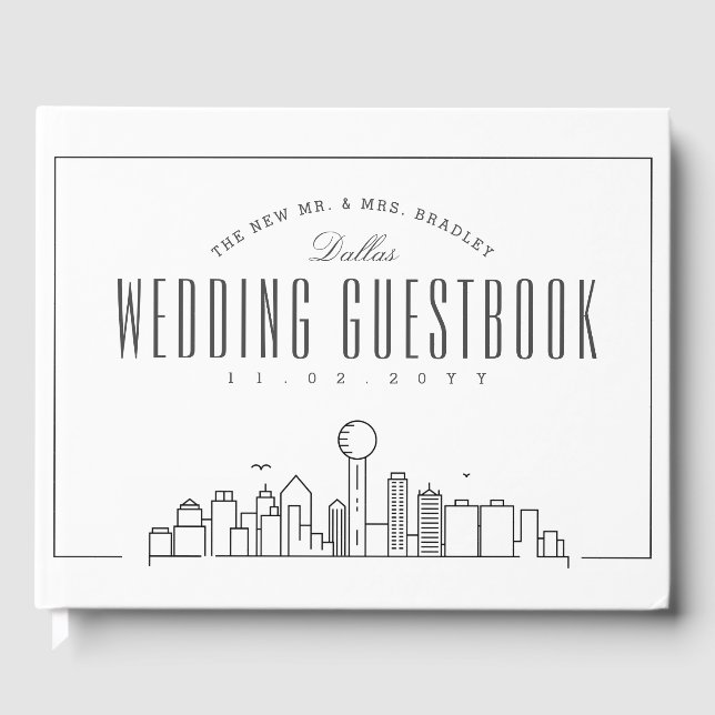 Livre D'or Mariage À Dallas | Ligne Skyline Déco moderne (Recto)