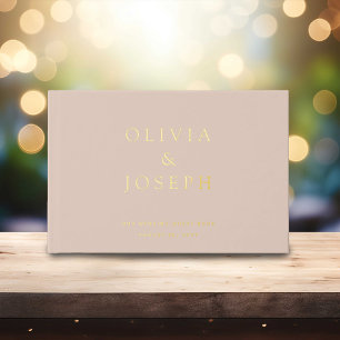 Livre D'or Mariage à Feuille d'Or Personnalisé Rose Poussiére