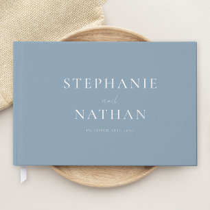 Livre D'or Mariage à huile d'argent moderne Dusty Blue Minima