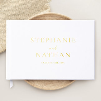Livre D'or Mariage à huile d'or minimaliste blanc moderne