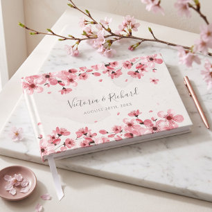 Livre D'or Mariage à l'aquarelle aux fleurs de cerisier
