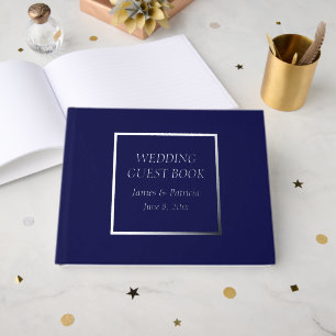 Livre D'or Mariage à lettrage stylisé bleu marine