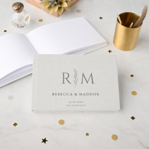 Livre D'or Mariage à monogramme botanique rustique