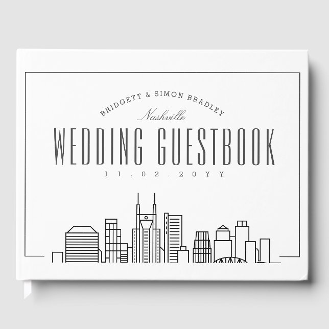 Livre D'or Mariage À Nashville | Ligne Skyline Déco moderne (Recto)