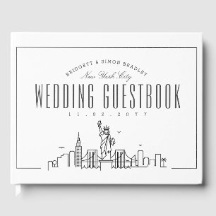 Livre D'or Mariage À New York Ligne Skyline Déco Moderne