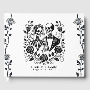 Livre D'or Mariage à squelette floral rose vigne noir blanc