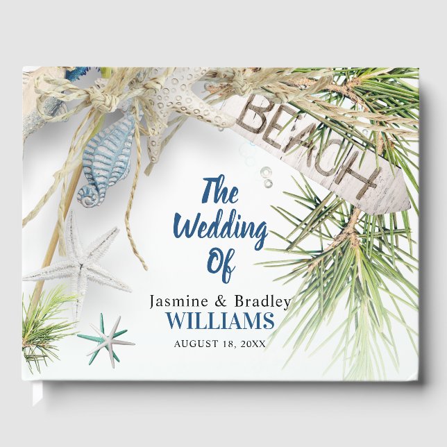 Livre D'or Mariage à thème de plage moderne (Recto)
