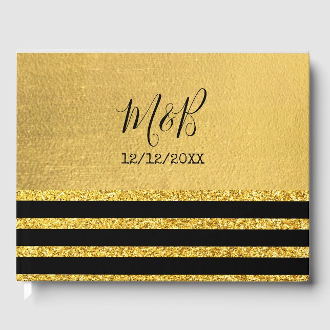 Livre D'or Mariage à thème Noir et Or (Recto)