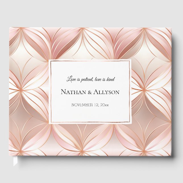 Livre D'or Mariage Abstrait Pearl Blush Rose Rose (Recto)