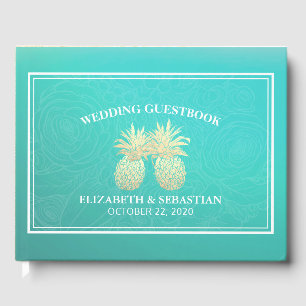 Livre d'or mariage Ananas Couple Turquoise Rose