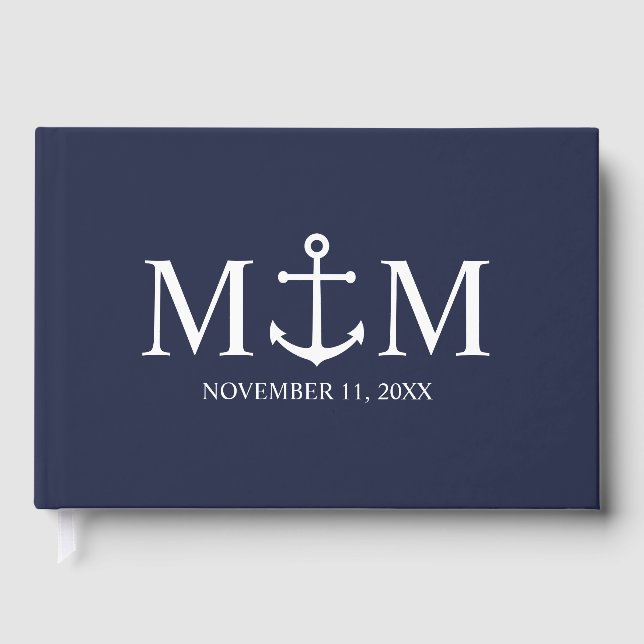Livre D'or Mariage Ancre bleu marine (Recto)