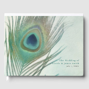 Livre D'or Mariage aquarelle chic bohème à plumes de paon