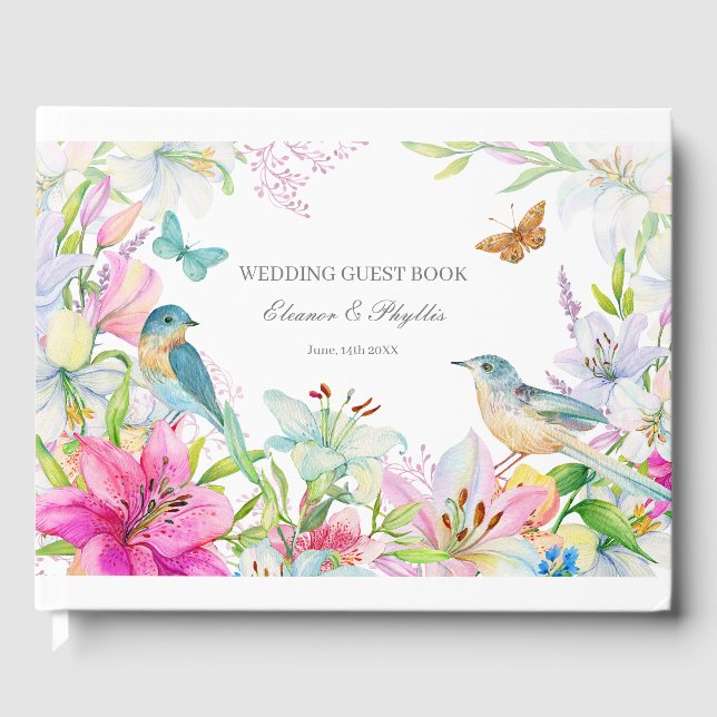 Livre D'or Mariage Aquarelle Lilies (Recto)