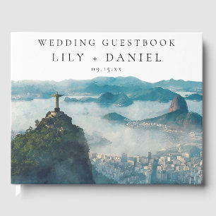 Livre D'or Mariage aquarelle sur la skyline de Rio de Janeiro