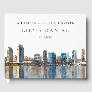 Livre D'or Mariage aquarelle sur la skyline de San Diego