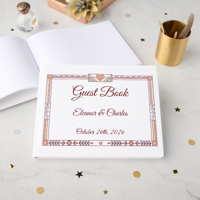Livre D'or Mariage Art Déco de Conte de Fées (Recto ouvert)