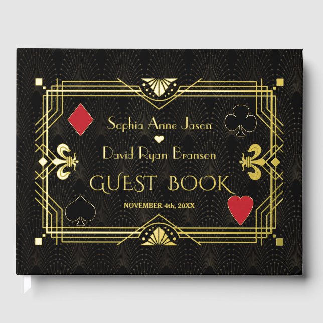 Livre D'or Mariage Art déco de luxe Gold Foil Roaring 20's (Recto)