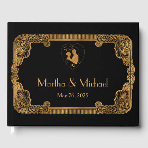 Livre D'or Mariage Art Déco Vintage à motif doré